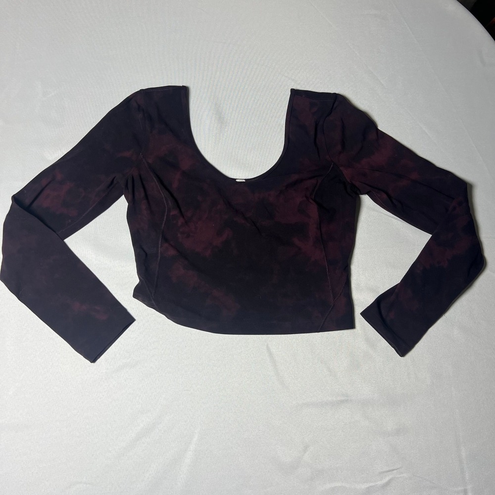 Lululemon Align Long Sleeve Cropped Tie Dye Scoop Neck‎ Women Size 8